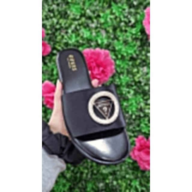 CHALAS GUESS NEGRAS LOGO CIRCULO BRILLANTE NRO38