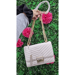 CROSSBODY GUESS BLANCA CON CADENAS Y BROCHE