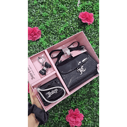 SET JUICY CARTERA DE CHAROL+BILLETERA+LLAVERO