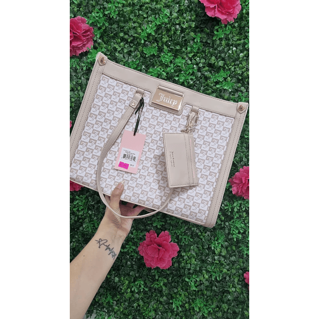 TOTE JUICY BEIGE + TARJETERO