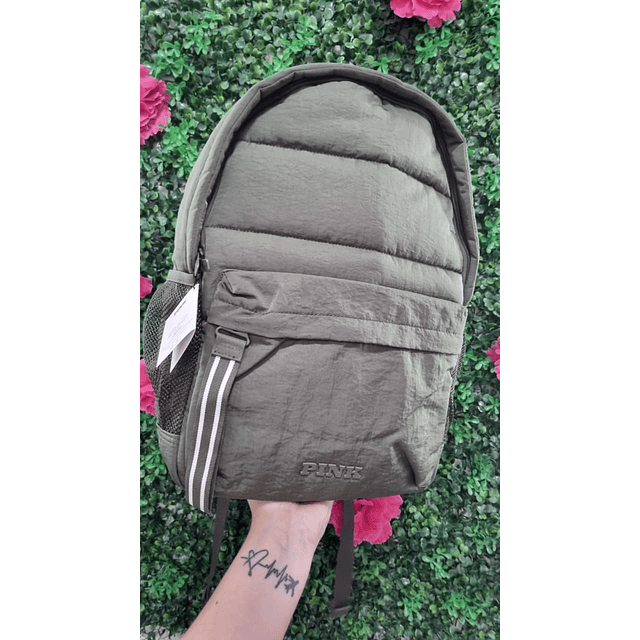 MOCHILA PINK VERDE MUSGO ACOLCHADA