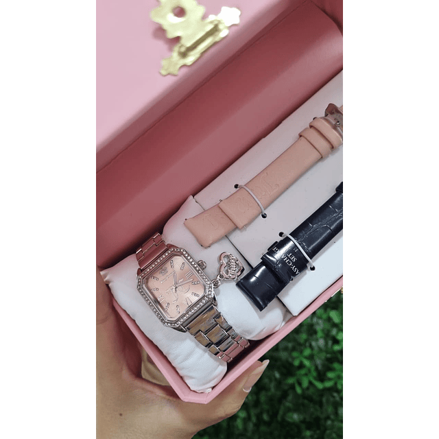 RELOJ JUICY PLATEADO DOBLE CORREA
