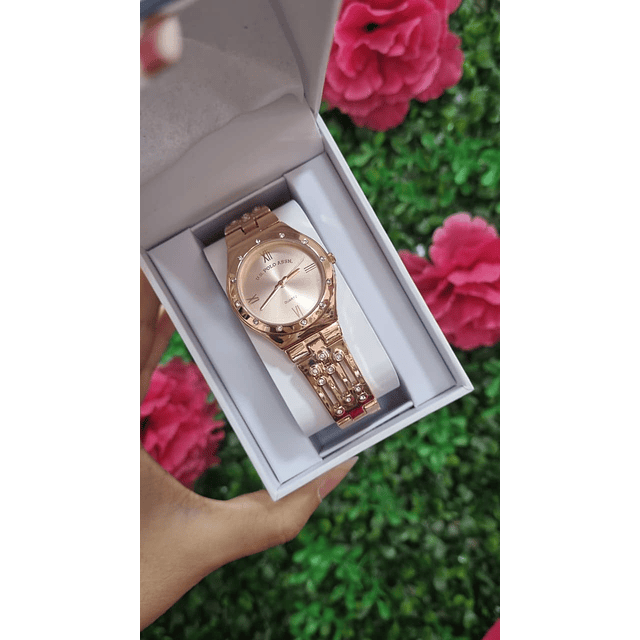 RELOJ U.S. POLO ASSN MUJER - ROSE GOLD CON BRILLANTES EN CORREAS Y CIRCULO