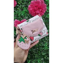 BILLETERA JUICY BLANCA CON FRUTILLAS