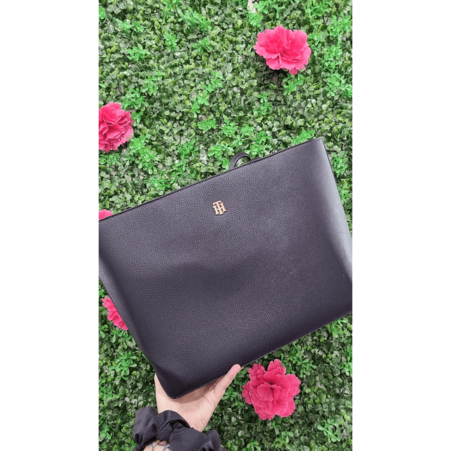 TOTE TOMMY LINEAS BLANCO-ROJO A UN COSTADO