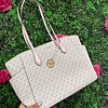 TOTE MK VAINILLA + CORREA ROSA CIERRE COMPLETO
