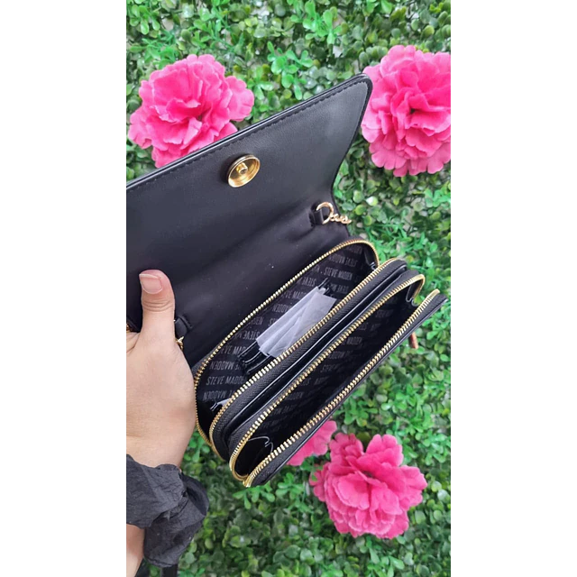 CROSSBODY STEVE MADDEN RECTANGULAR NEGRO CADENA