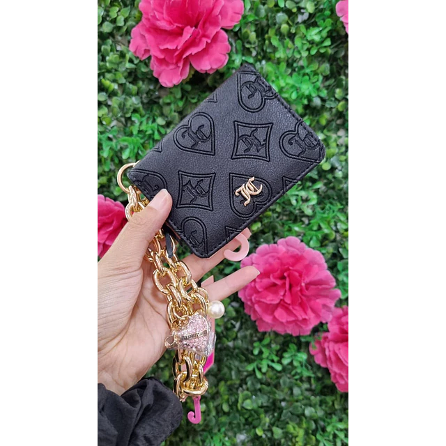 TARJETERO JUICY NEGRO COLGANTE CORAZON