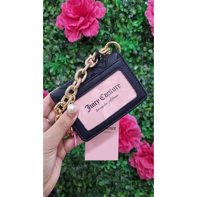 TARJETERO JUICY NEGRO COLGANTE CORAZON