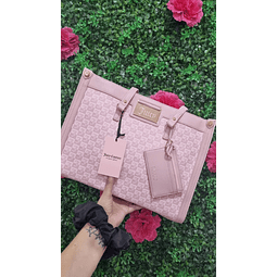 TOTE ROSADO JUICY CUADRITOS + TARJETERO