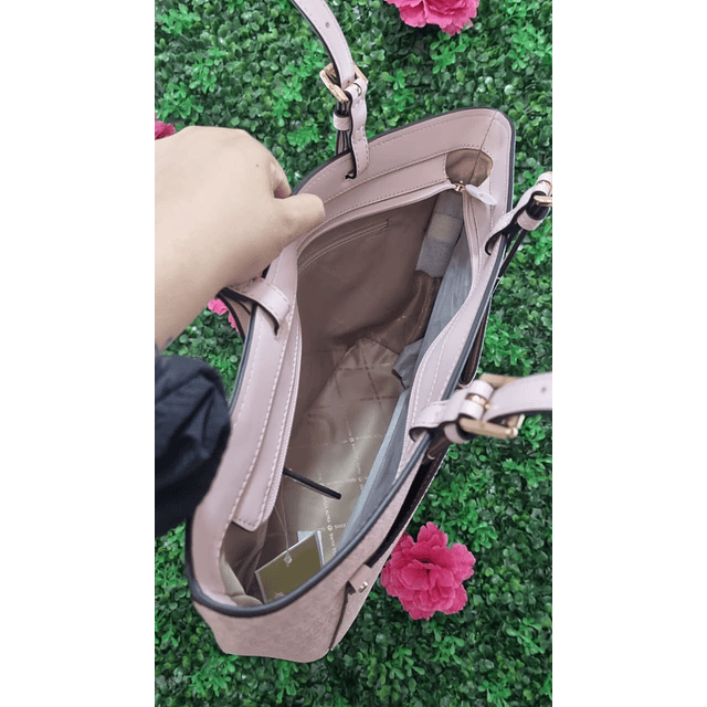 TOTE MK ROSADO MONOGRAMO 2 BOLSILLOS CIERRE COMPLETO
