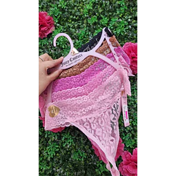 SET COLALES ENCAJE JUICY BRILLOS X5 - TALLA L