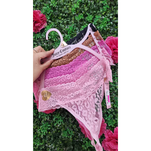 SET COLALES ENCAJE JUICY BRILLOS X5 - TALLA L