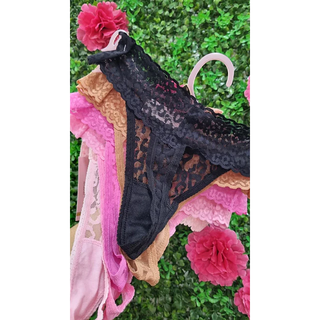 SET COLALES ENCAJE JUICY BRILLOS X5 - TALLA L