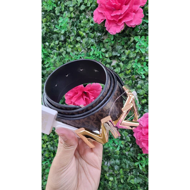 CINTURON MK REVERSIBLE CAFÉ MONOGRAMO/NEGRO LISO TALLA XL