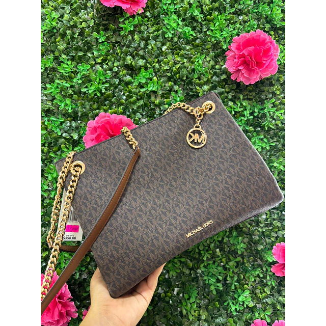 TOTE MK CAFÉ MONOGRAMO CADENAS