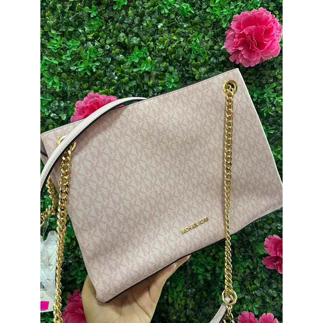 TOTE MK ROSADO MONOGRAMO CADENAS