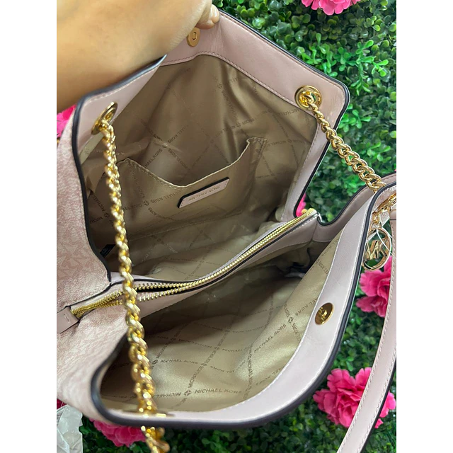 TOTE MK ROSADO MONOGRAMO CADENAS