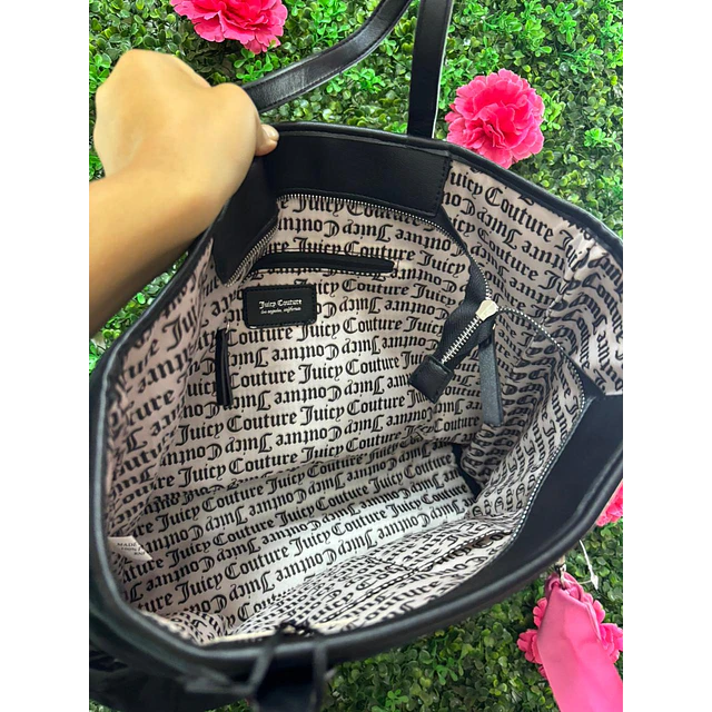 TOTE JUICY NEGRO LAZO ROSADO