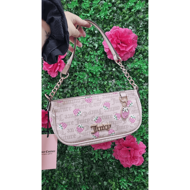 CARTERITA DE HOMBRO JUICY BEIGE CON FRUTILLAS