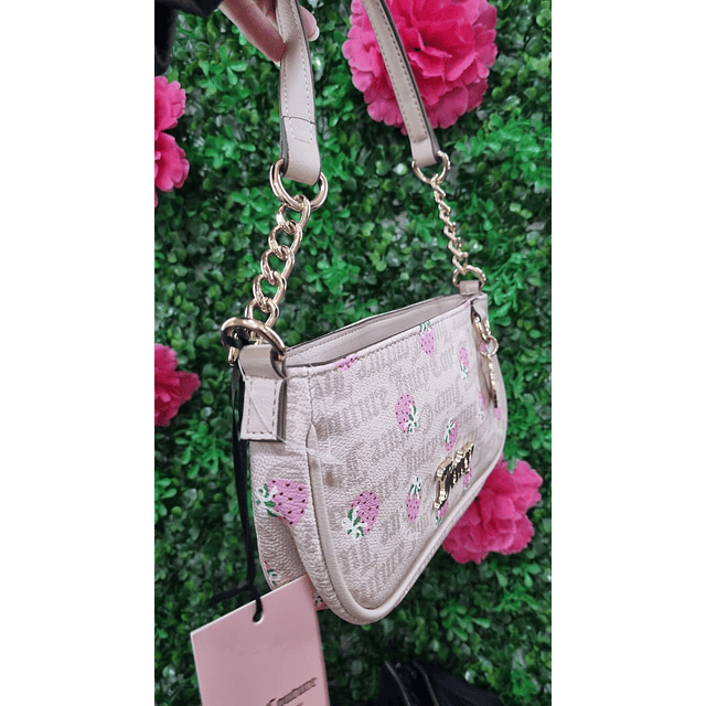 CARTERITA DE HOMBRO JUICY BEIGE CON FRUTILLAS