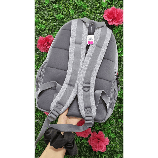 MOCHILA PINK GRIS MALLA
