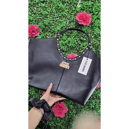 TOTE SM NEGRO TACHAS DORADAS