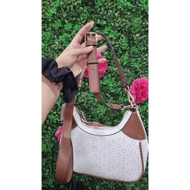 CARTERA LUNA GUESS BEIGE/CAFÉ LOGOS G