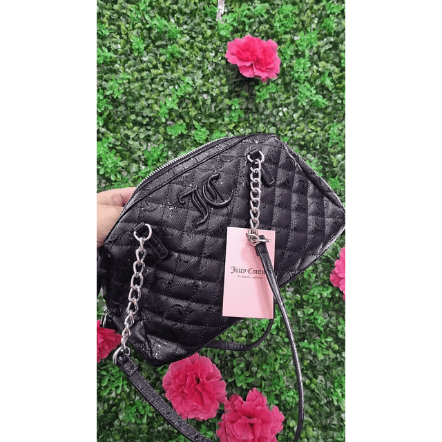 CARTERA JUICY NEGRA BRILLANTE CADENAS
