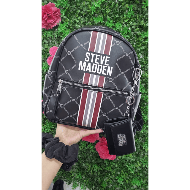 MOCHILA STEVE MADDEN NEGRA + TARJETERO