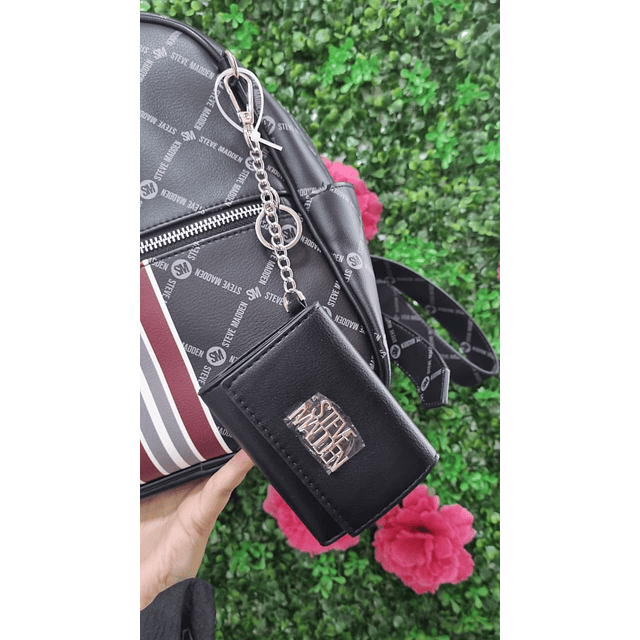 MOCHILA STEVE MADDEN NEGRA + TARJETERO