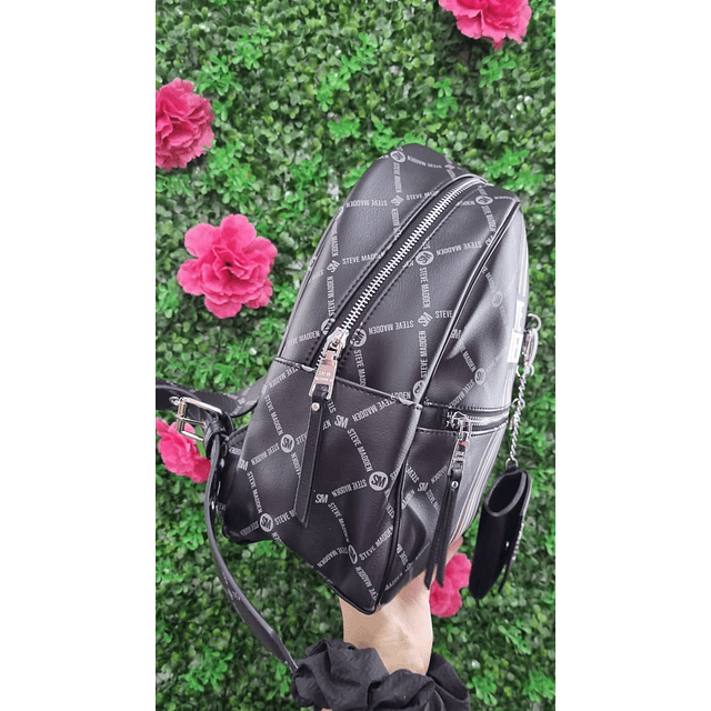 MOCHILA STEVE MADDEN NEGRA + TARJETERO