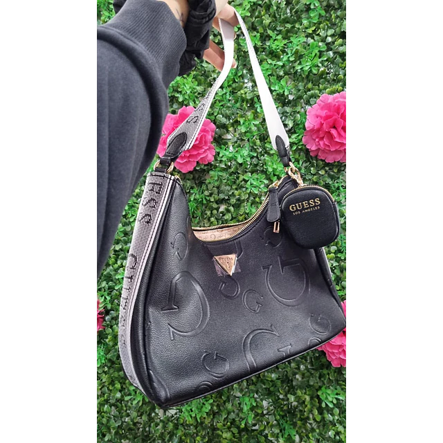 CARTERA DE HOMBRO GUESS LUNA NEGRA + MONEDERO