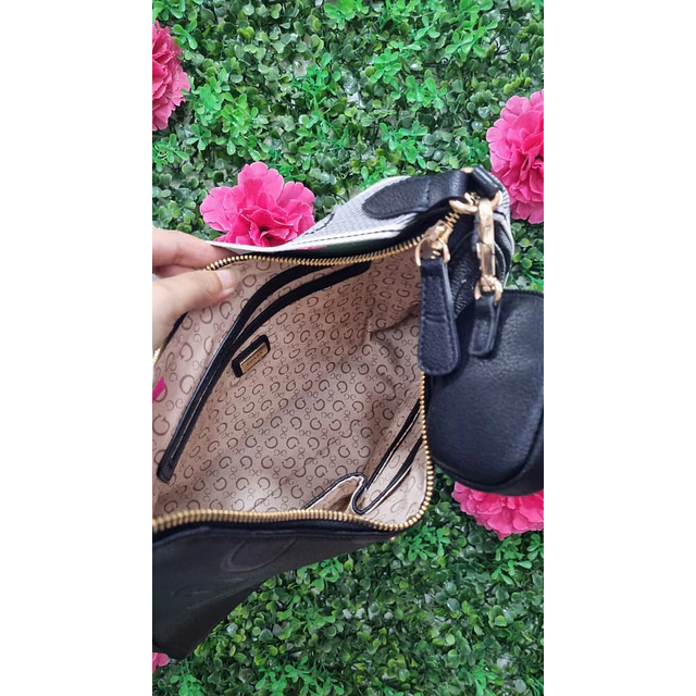 CARTERA DE HOMBRO GUESS LUNA NEGRA + MONEDERO
