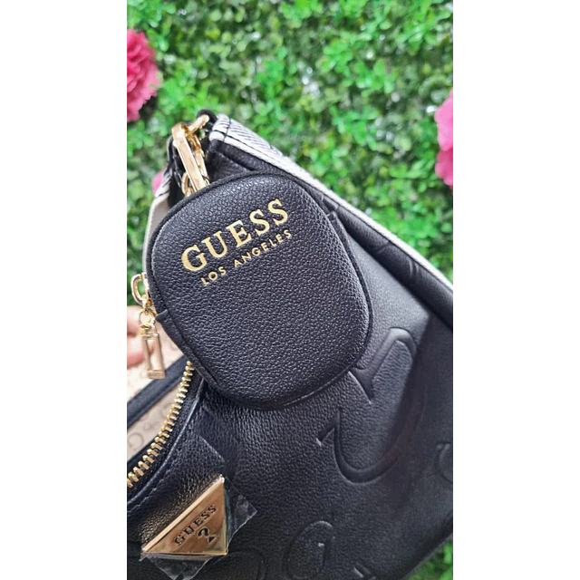 CARTERA DE HOMBRO GUESS LUNA NEGRA + MONEDERO