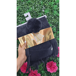 SET BUFANDA + GORRO MK NEGRO