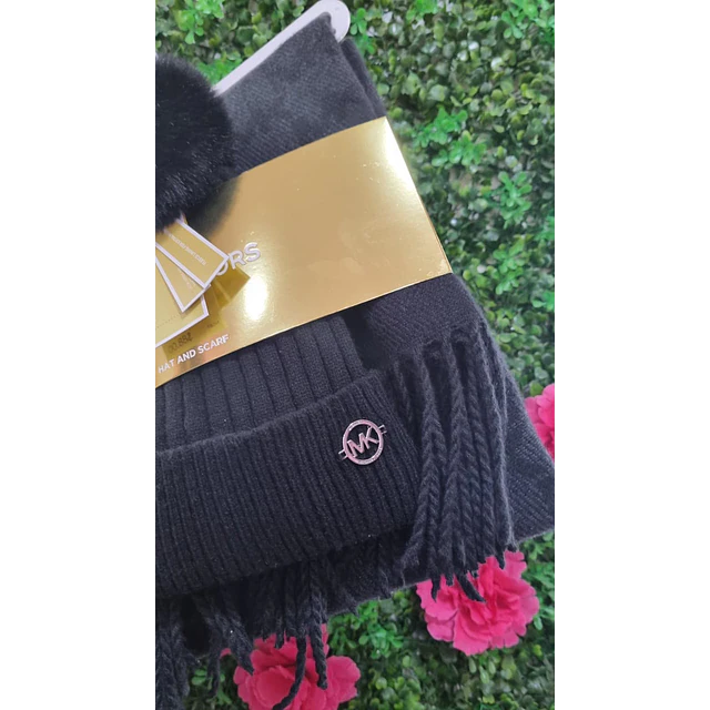 SET BUFANDA + GORRO MK NEGRO