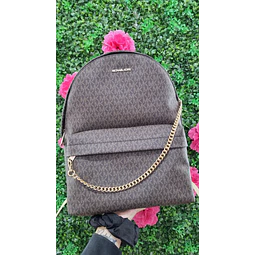 MOCHILA MK LARGE CAFÉ CON CADENA