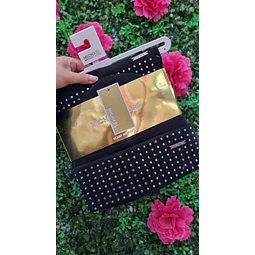 SET MK BUFANDA + GORRO NEGRO TACHAS PLATEADAS