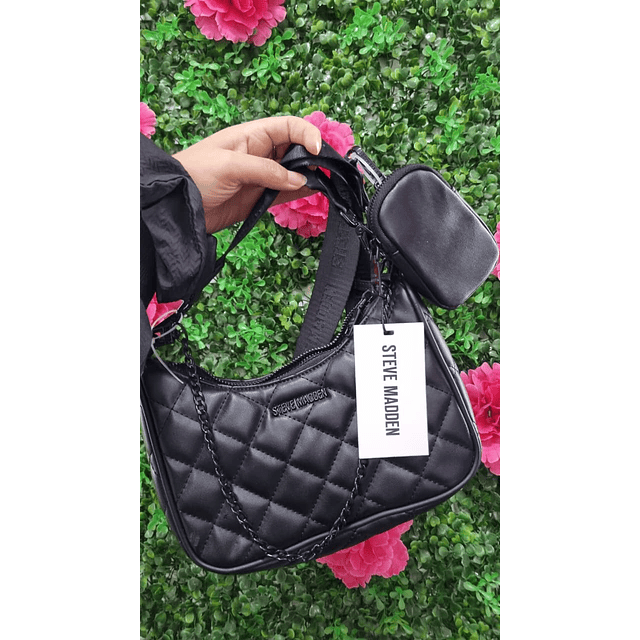 CARTERA DE HOMBRO STEVE MADDEN + CORREA LARGA NEGRA