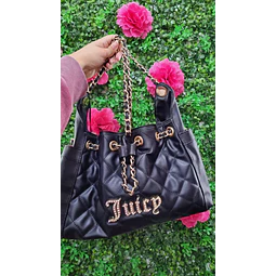 CARTERA JUICY NEGRA CADENA DORADA JUICY BRILLOS