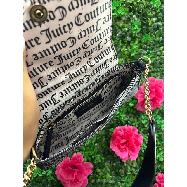 CARTERITA JUICY DE HOMBRO GRIS CON NEGRO FLORES