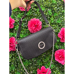 CARTERA GUESS NEGRA MONOGRAMA LOGO BRILLOS