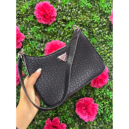 CARTERA LUNA GUESS NEGRA MONOGRAMA G DETALLE TRIANGULO