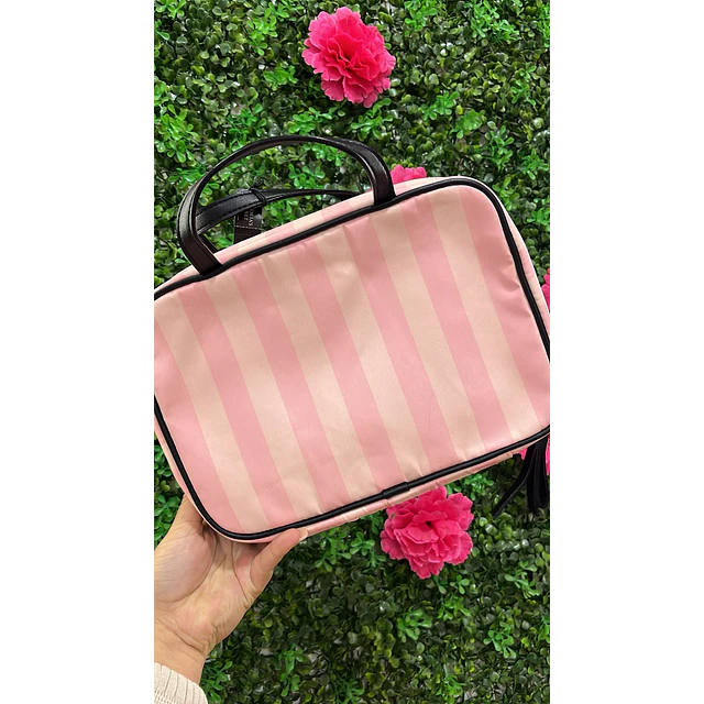 COSMETIQUERO VIAJE VS ROSADO CON RAYAS