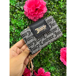 BILLETERA JUICY GRIS CON NEGRO + DETALLE FRUTILLA