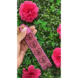 LLAVERO VS BRILLOS ROSADO CORAZON FUCSIA