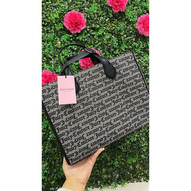 TOTE JUICY GRIS C/ NEGRO LINEA VERTICAL AL CENTRO