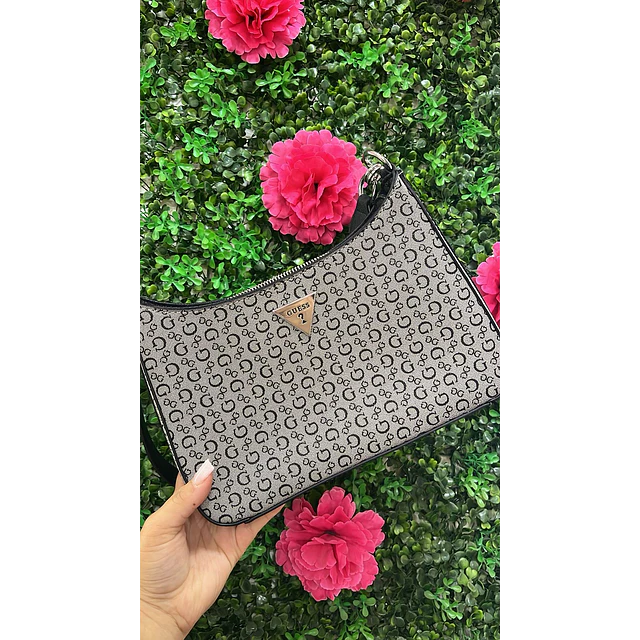 CARTERA DE HOMBRO GUESS GRIS C/NEGRO