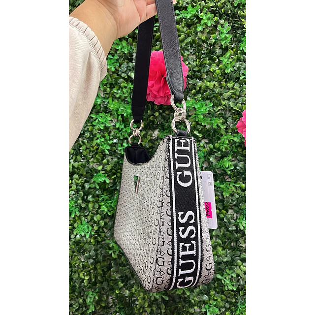 CARTERA DE HOMBRO GUESS GRIS C/NEGRO